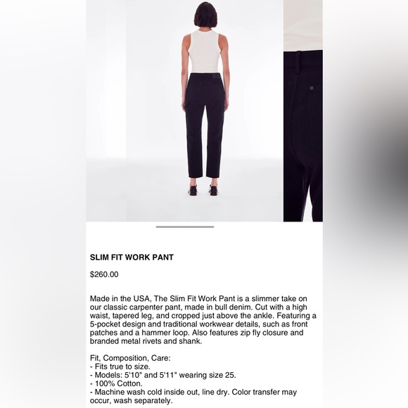 Renggli (Morgan Stewart) Slim Fit Work pant in color INK; Size 24 - Picture 1 of 6